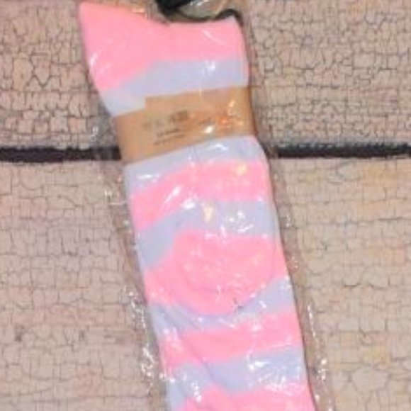 💜2 for $15 Long Pink Striped Stockings Thigh-High OS 7-10 Costume Novelty Fun - Picture 2 of 3